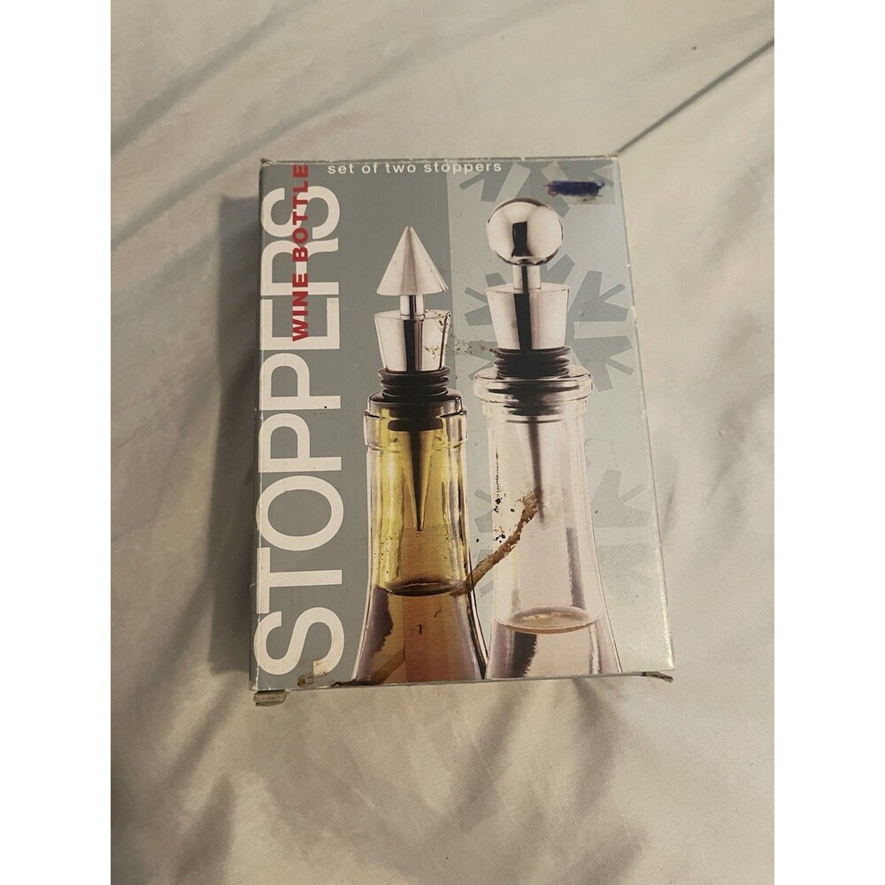 Nickel-Plated Steel Wine Bottle Stoppers Set of 2 Airtight Seal Easy to Clean